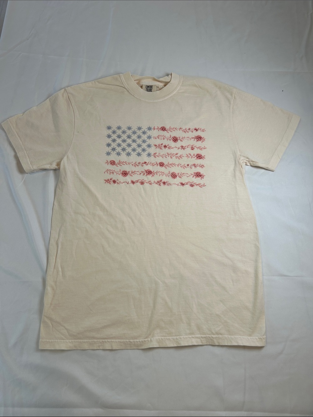 Off White Floral Flag Tee
